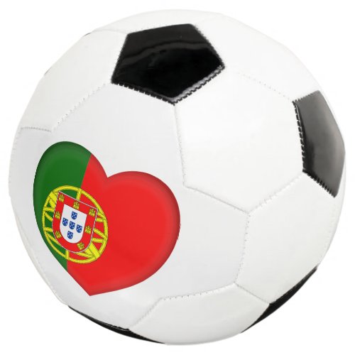 Portugal Portuguese Flag Heart Shape Logo Soccer Ball