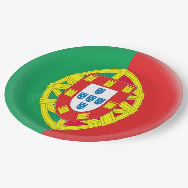 Portugal Portuguese Flag Paper Plates (Angled)