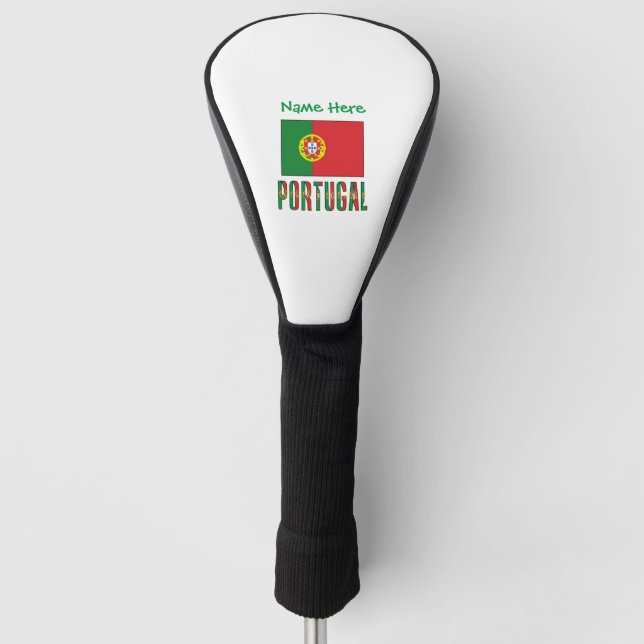 Portugal Portuguese Flag Personalized Green Name  Golf Head Cover (Front)