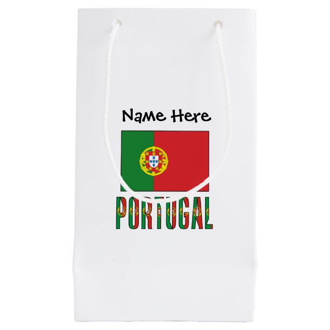 Portugal Portuguese Flag Personalized Name  Small Gift Bag (Front)