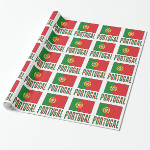 Portugal Portuguese Flag Tiled Black Personalized  Wrapping Paper