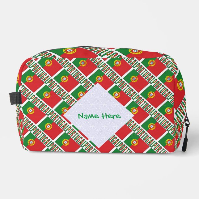 Portugal Portuguese Flag Tiled Personalized  Dopp Kit (Front)