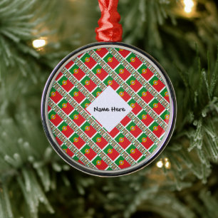 Portugal Portuguese Flag Tiled Personalized Metal Ornament