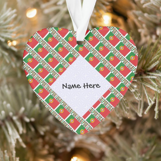 Portugal Portuguese Flag Tiled Personalized  Ornament (Tree)
