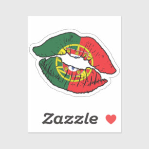 Portugal Portuguese Lipstick Love Flag Sticker