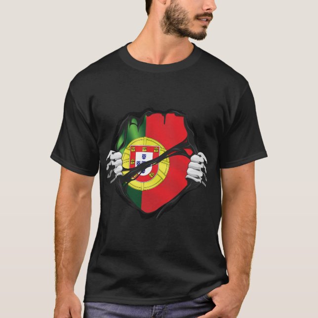 Portugal Pure Roots Flag Black T-Shirt (Front)