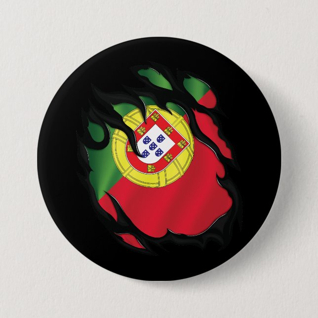 Portugal Ripped Flag Button (Front)