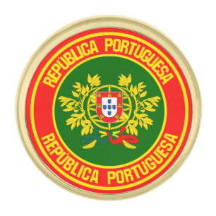 Portugal Round Emblem Gold Finish Lapel Pin