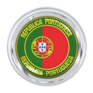 Portugal Round Emblem Silver Finish Lapel Pin