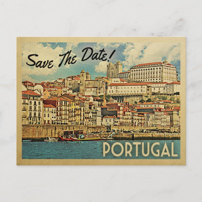 Portugal Save The Date River Douro Announcement Postcard (Front)