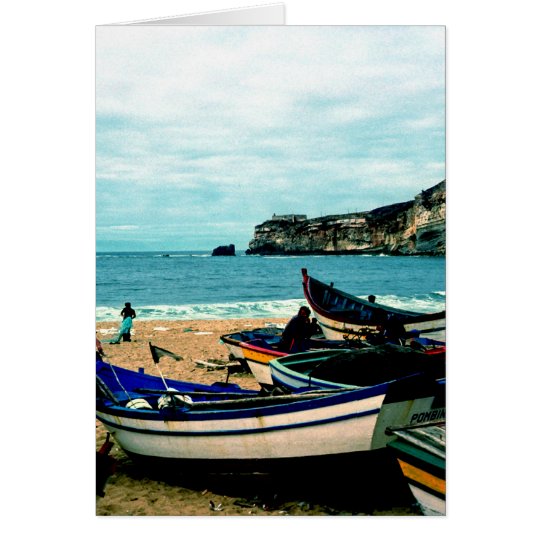 Portugal Seaside IV - Colorful Boats on the Beach Card