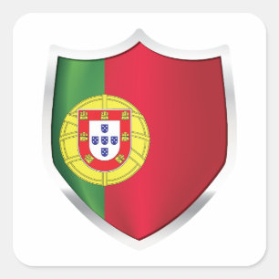 Portugal Silver Shield Flag Square Sticker