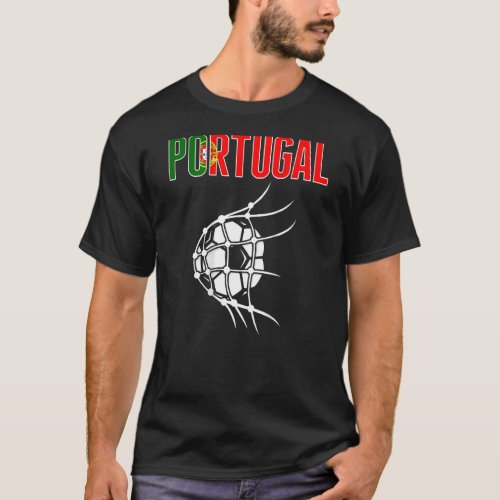 Portugal Soccer Ball In Net Support Portuguese Foo T_Shirt