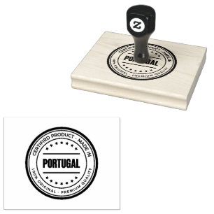 PORTUGAL Solid Wooden Handle Horizontal Impression Rubber Stamp