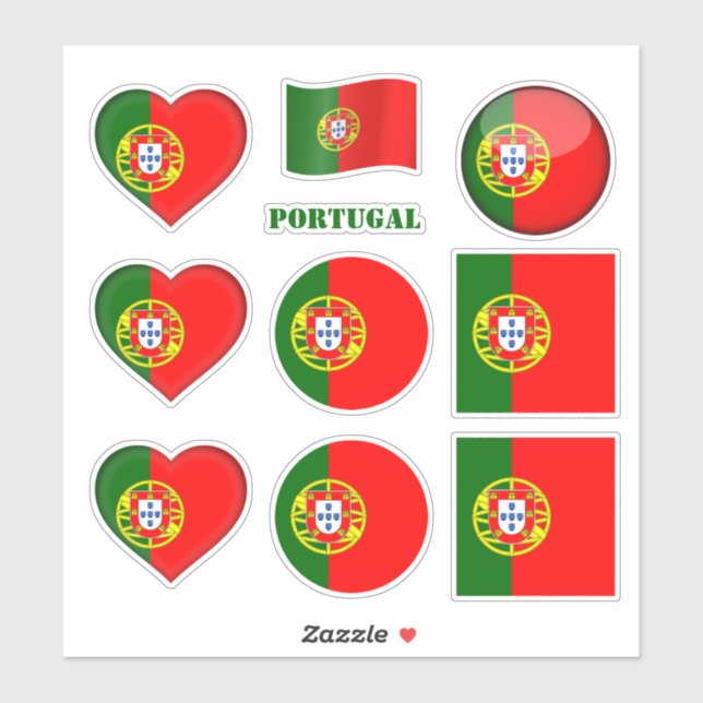 Portugal stickers & Portuguese Flag, Heart /sports (Sheet)