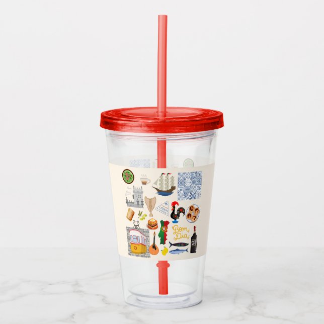 Portugal Symbols Travel Lovers Acrylic Tumbler (Front)