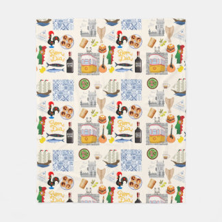 Portugal Symbols Travel Lovers Fleece Blanket