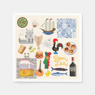 Portugal Symbols Travel Lovers Napkins