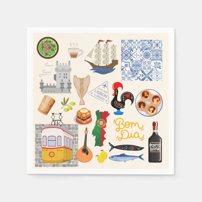 Portugal Symbols Travel Lovers Napkins (Front)