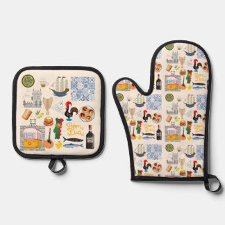 Portugal Symbols Travel Lovers Oven Mitt & Pot Holder Set