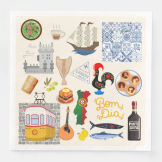 Portugal Symbols Travel Lovers Paper Dinner Napkins