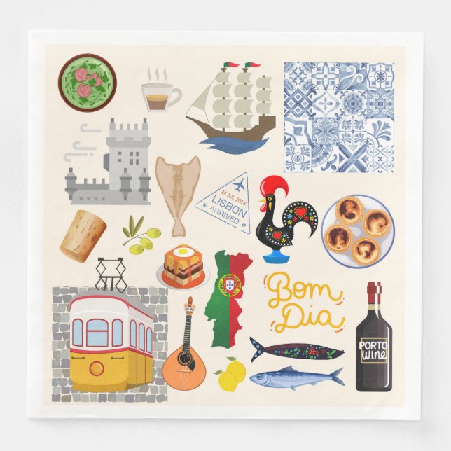 Portugal Symbols Travel Lovers Paper Dinner Napkins (Front)