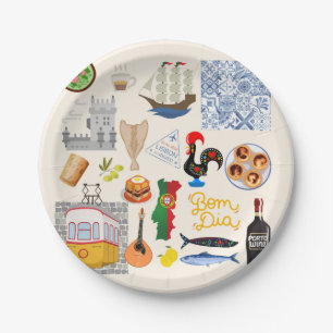 Portugal Symbols Travel Lovers Paper Plates