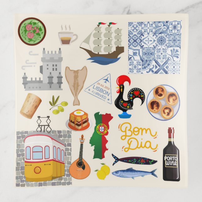 Portugal Symbols Travel Lovers Trinket Tray (Front)