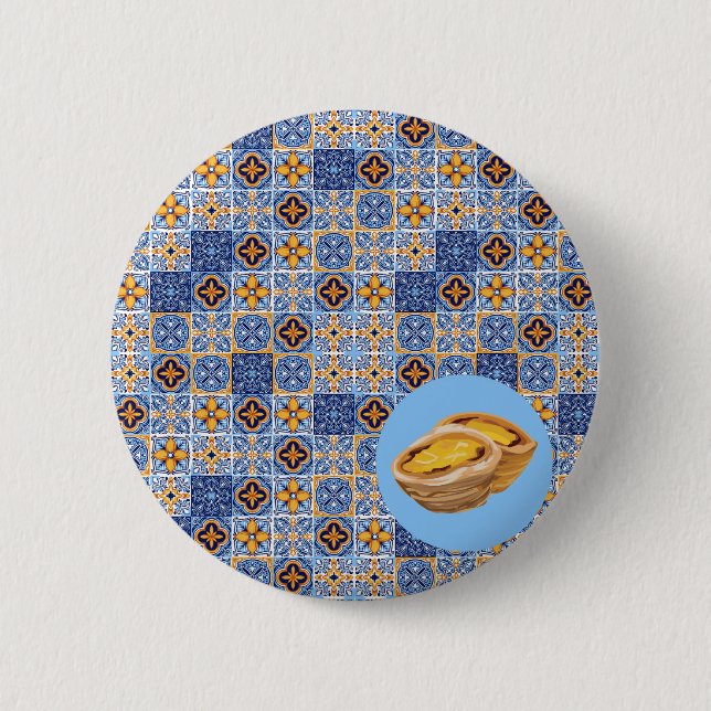 Portugal Tiles and Pastries Button (Front)