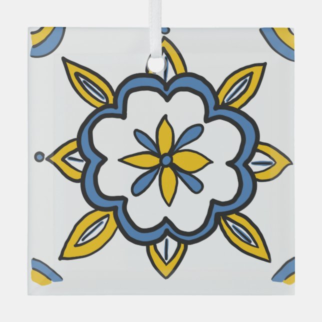 PORTUGAL TILES GLASS ORNAMENT (Front)