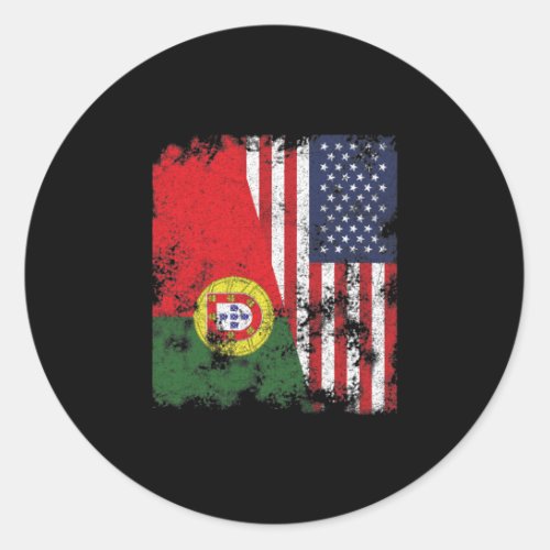 Portugal USA Flag _ Half American Classic Round Sticker