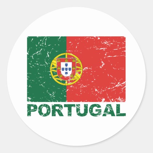 Portugal Vintage Flag Classic Round Sticker