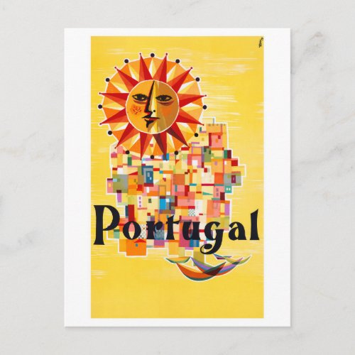 Portugal Vintage Poster Restored Postcard