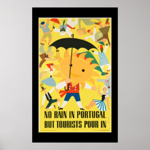 No Rain in Portugal Portugese Vintage Travel Advertisement Art Poster Print 