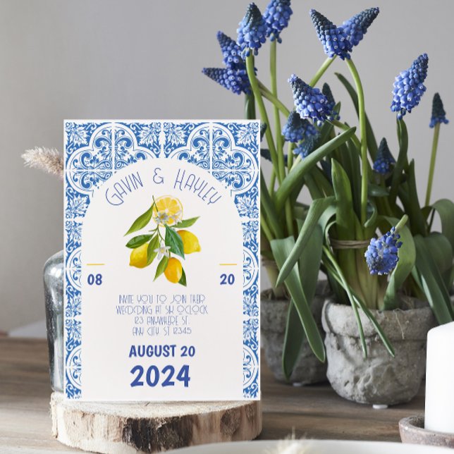 Portugal Wedding Invitation | Blue Tiles Postcard (Creator Uploaded)