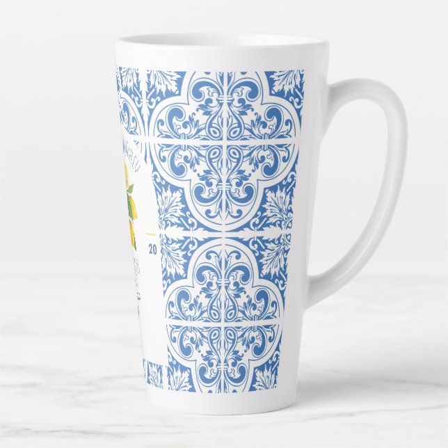 Portugal Wedding Mug | Blue Tiles and Lemons Elega (Right)