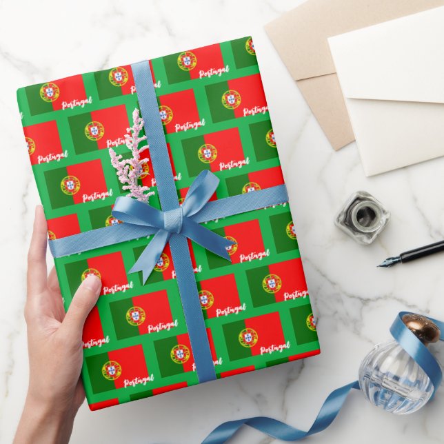 Portugal Wrapping Paper, Portuguese Flag, Green Paper (Gifting)