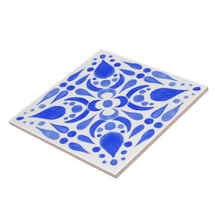 Portugese Themed Blue White Tile Pattern