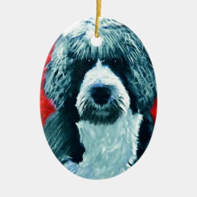 Portugese Water Dog Ceramic Ornament (Front)