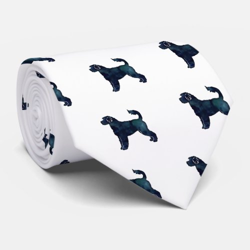 Portugese Water Dog Watercolor Silhouette Neck Tie