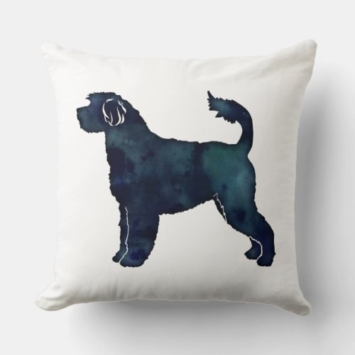 Portugese Water Dog Watercolor Silhouette Throw Pillow