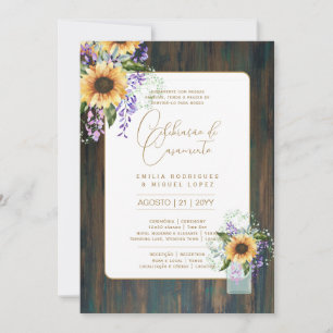 Portugeuse Casamento Flores Folclóricas Rústica Invitation