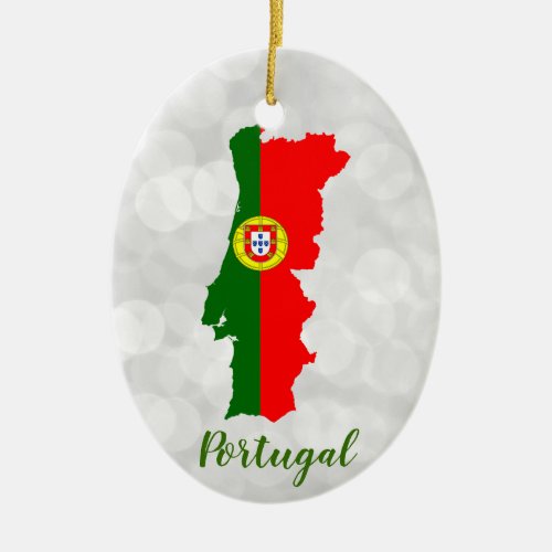 Portugual Portuguese Flag Map Ceramic Ornament