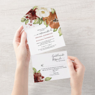 Português Rustic Wedding All In One Invitation