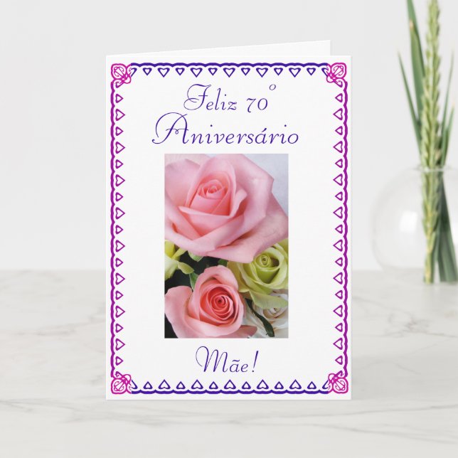 Portuguese: 70 Years Mom's 70th Birthday Card (Front)