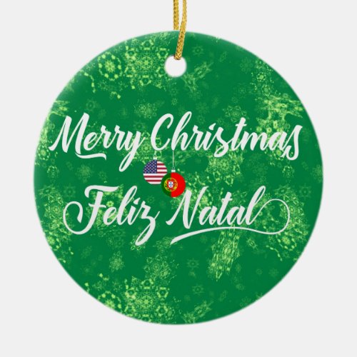 Portuguese American Decoration Feliz Natal Ceramic Ornament