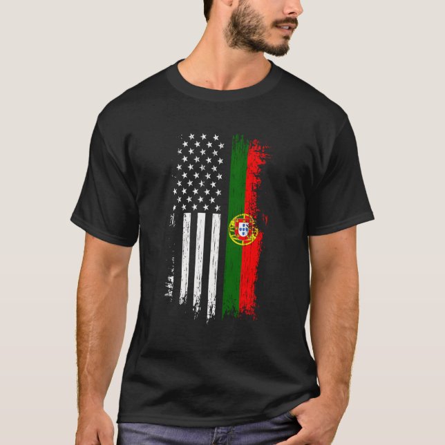 Portuguese American Flag Pride Portugal Usa Srt T-Shirt (Front)