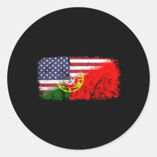 Portuguese American Flag Usa Luso American Flag Of Classic Round Sticker