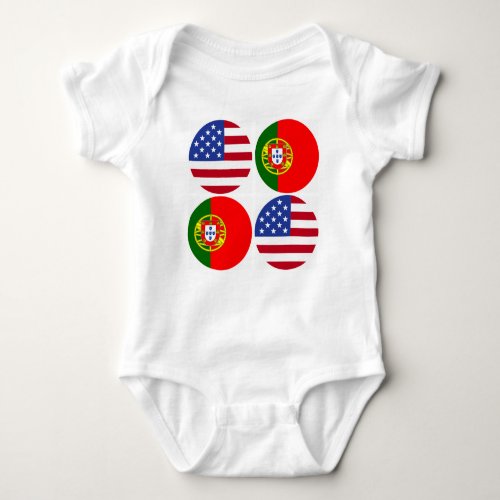 Portuguese American flags Baby Bodysuit
