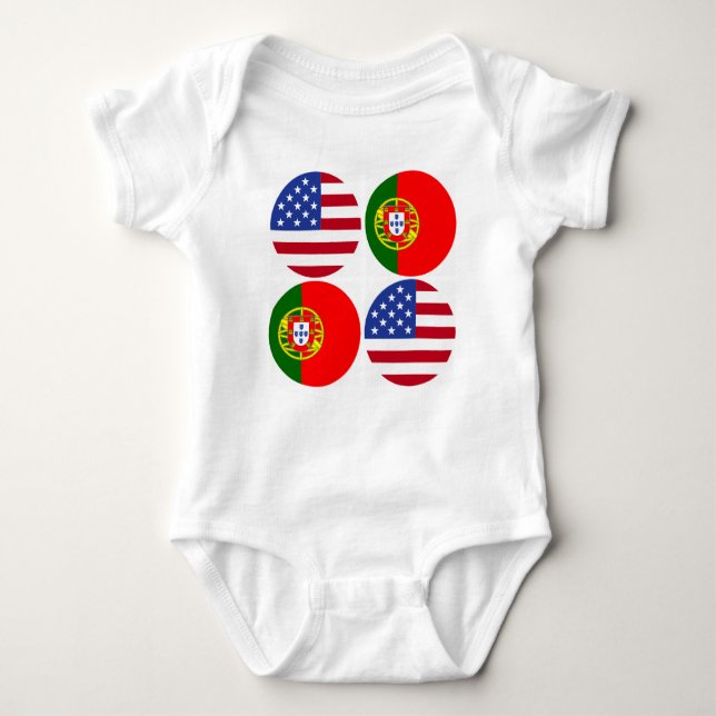 Portuguese American flags Baby Bodysuit (Front)